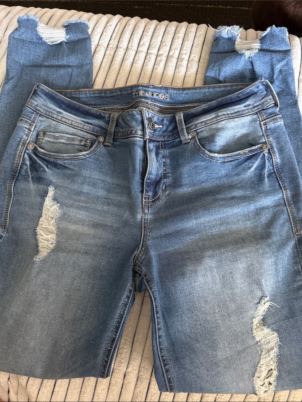 Maurices Light Blue Distressed Boyfriend Jeans 0149